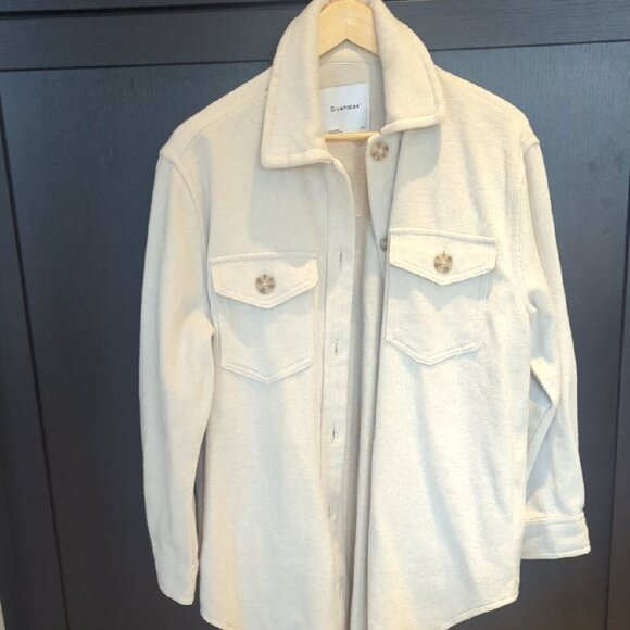 Women's Bluenotes Off-White Button-Up Sherpa Oversized Jacket - Size M - Picture 3 of 6